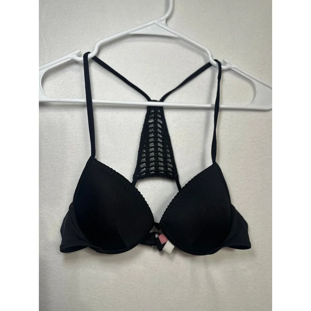 Victoria's Secret The Fabulous Push-Up Bra Black Crochet Racerback 34A 36012311 - Picture 1 of 8